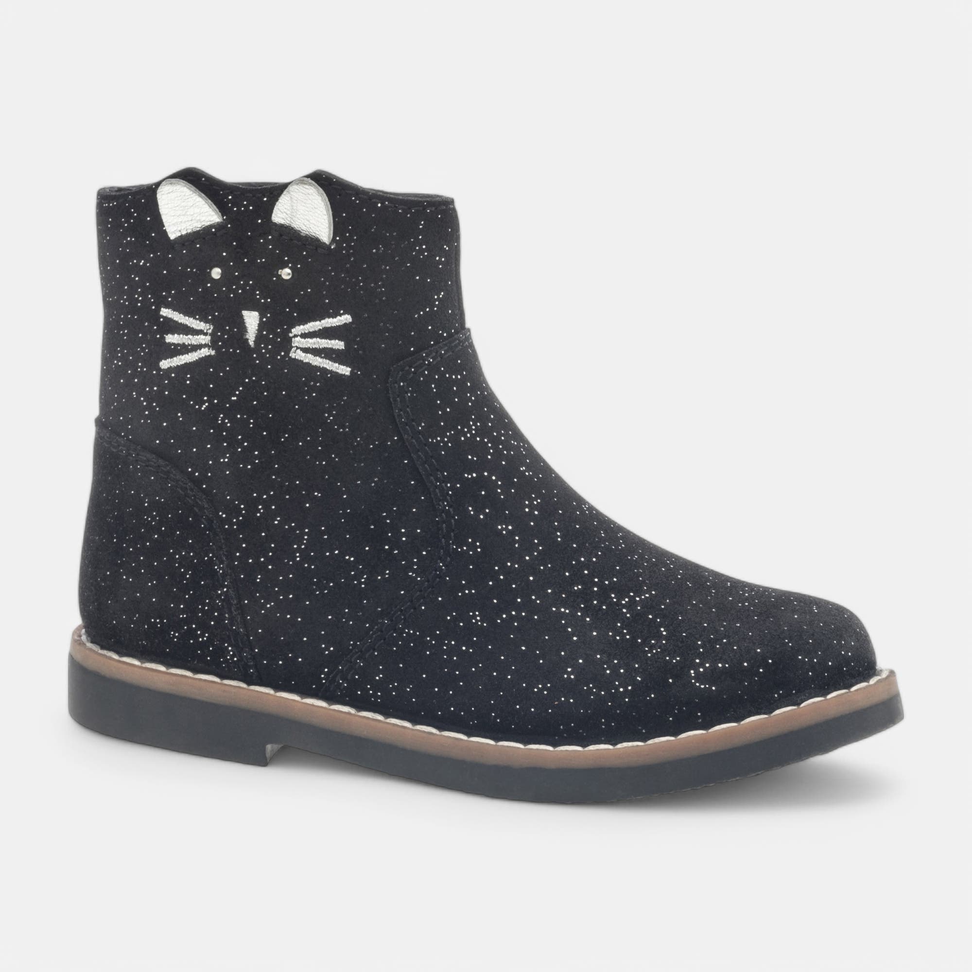 Bottines Fille en cuir noir