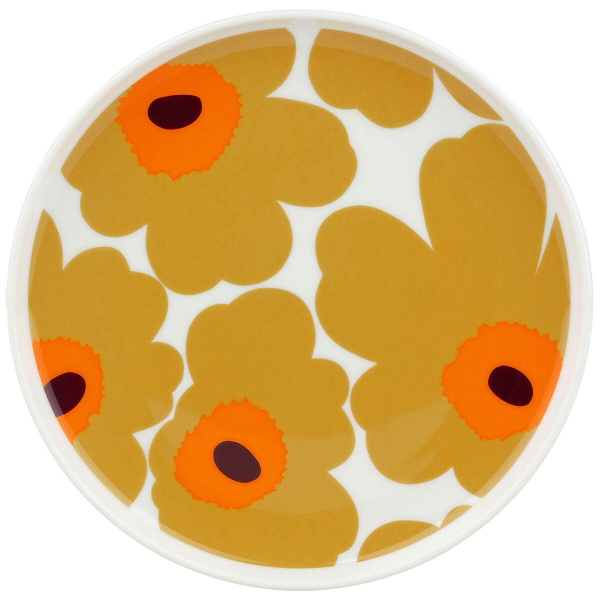 Marimekko Unikko tallerken 20 cm, hvit/karamell