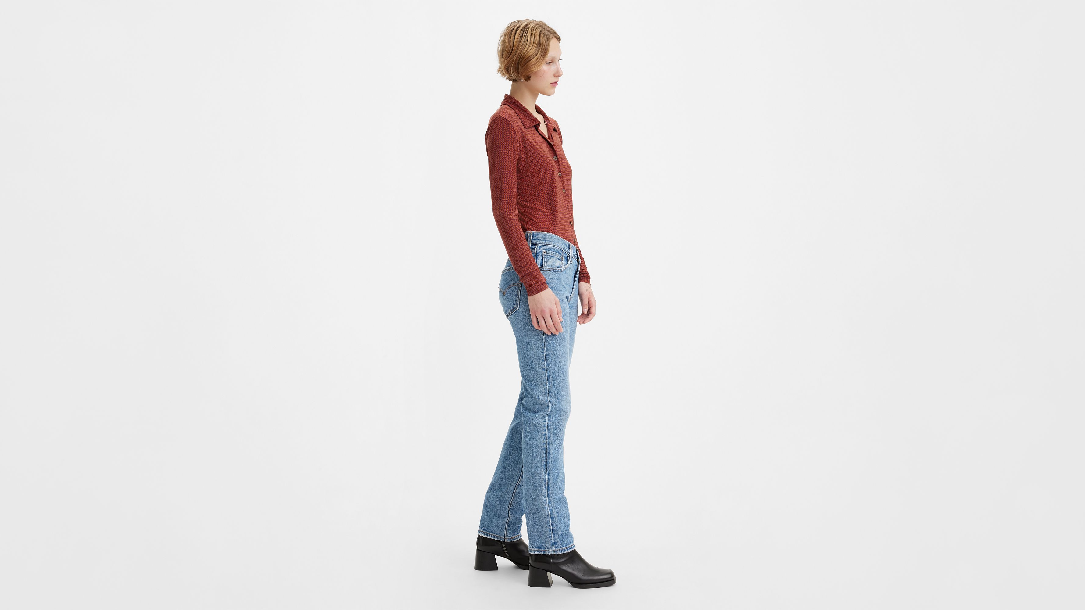 Jean Middy Straight - Medium Indigo Worn In - Bleu