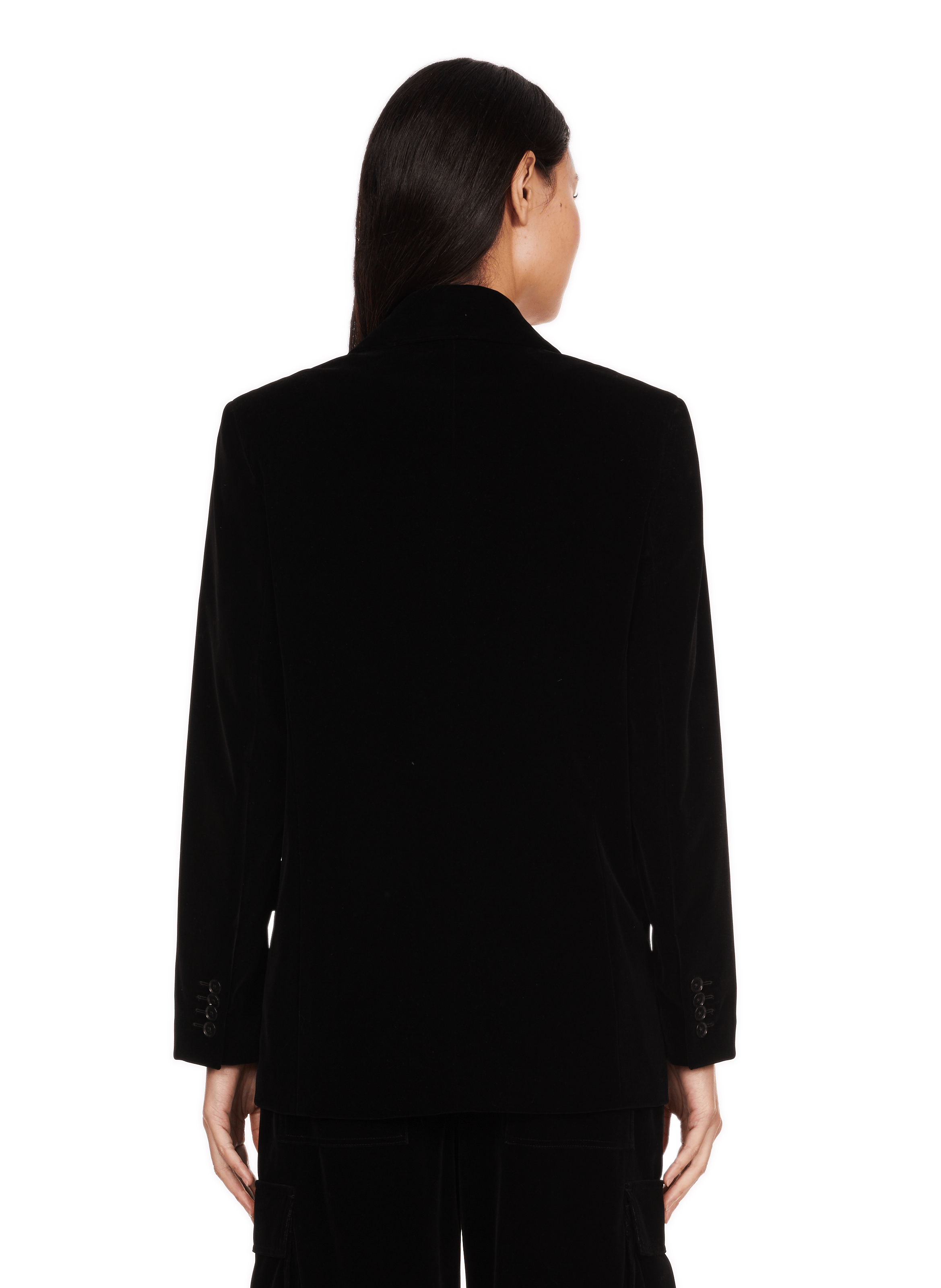 UVET - Veste de costume épaulée en velours | Noir
