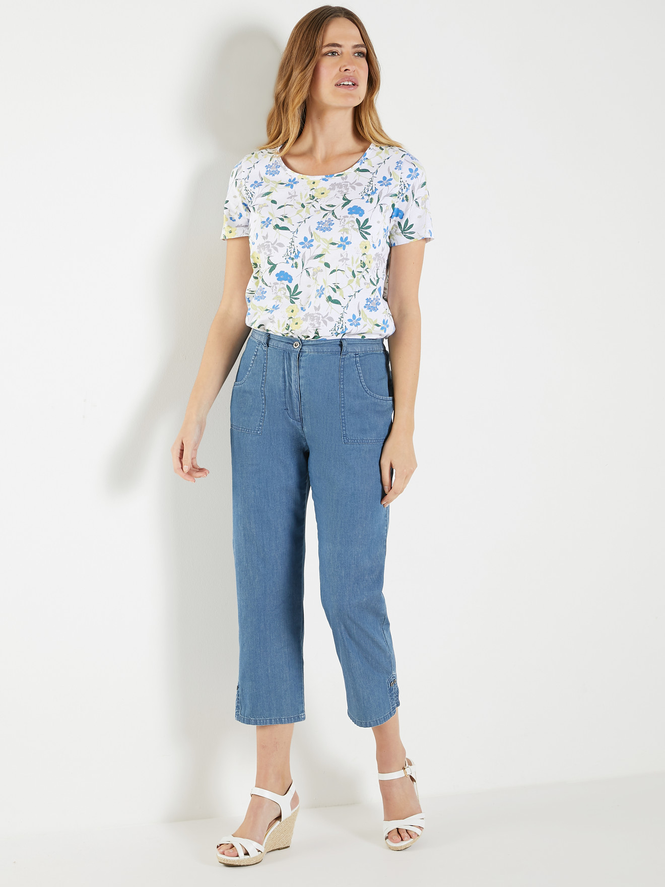 Pantacourt en chambray