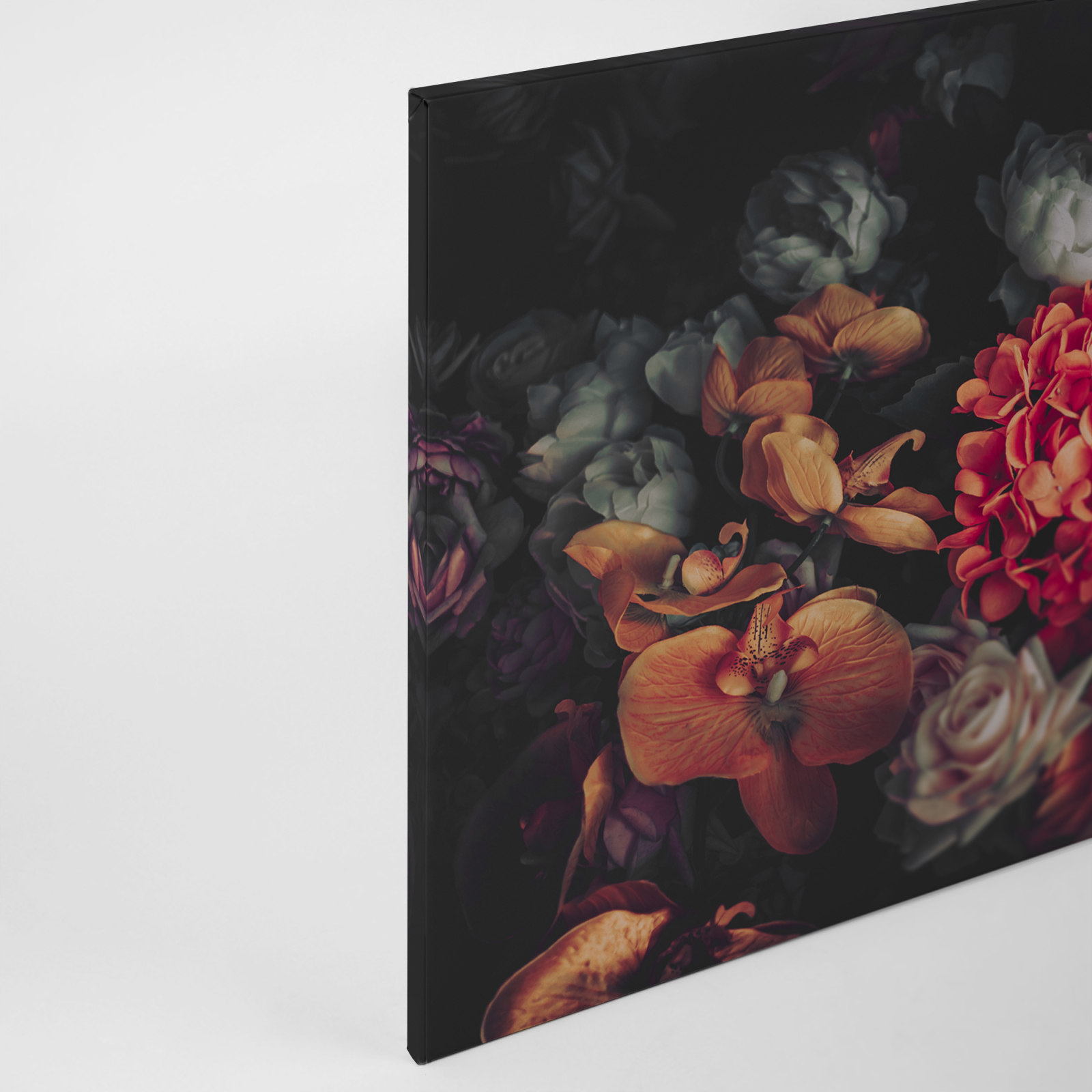 Leinwandbild BLUMEN - rot-schwarz - 90x60 cm