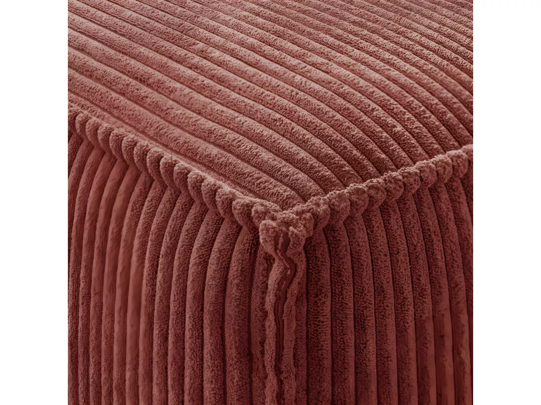 Pouf en velours côtelé rouille - Livia