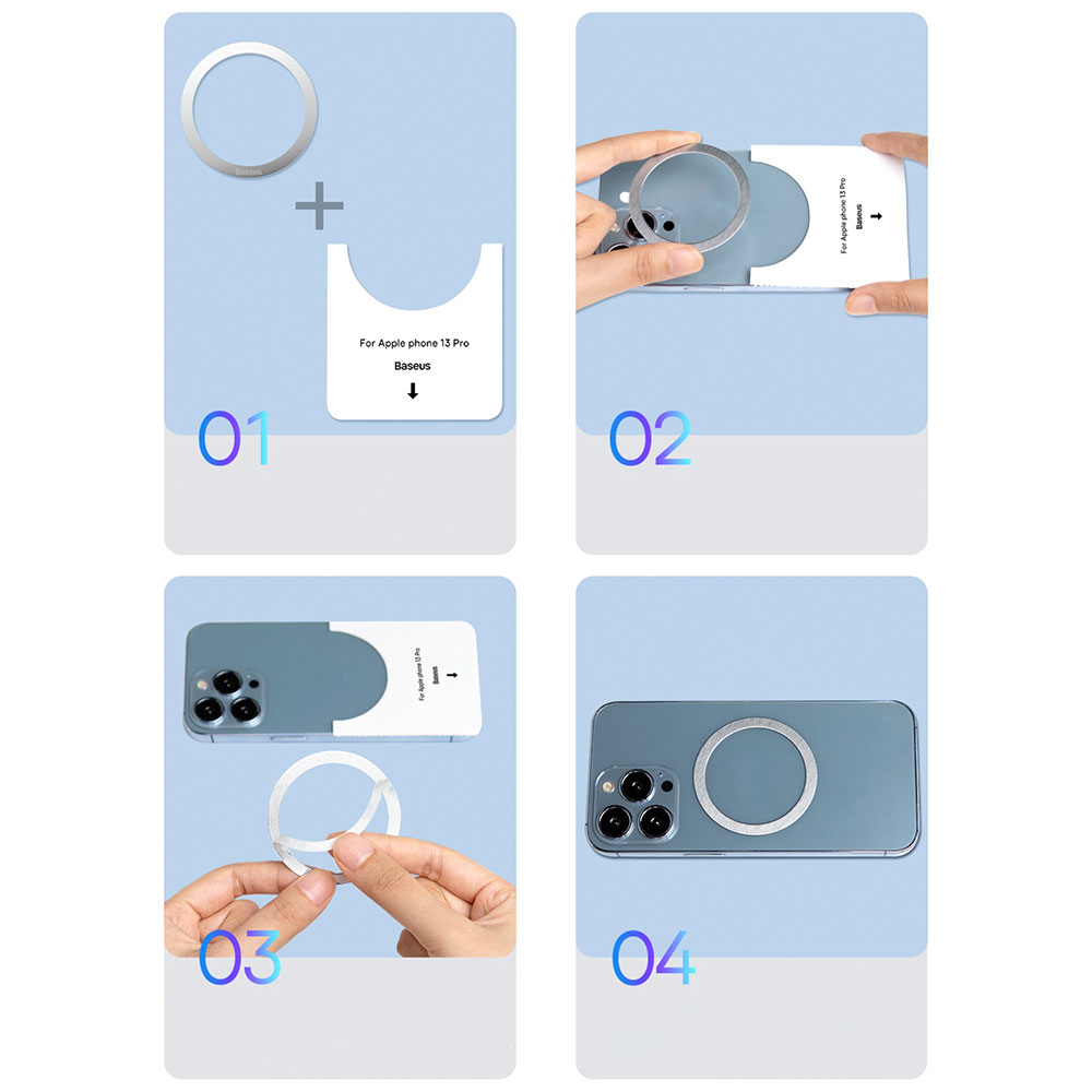 (2er Set) Magnetischer Metall MagSafe Sticker Haltering   Montagehilfe - Silber