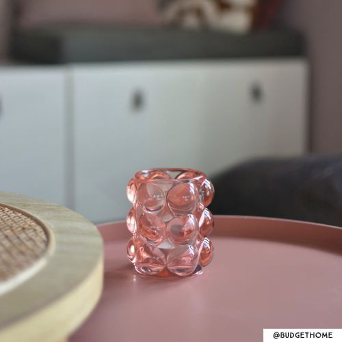 Theelichthouder bubbels - roze - ø8.5x9 cm