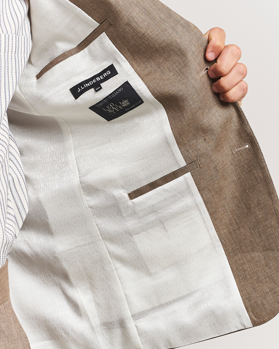 J.Lindeberg Elton Unlined Super Linen Blazer Nutmeg