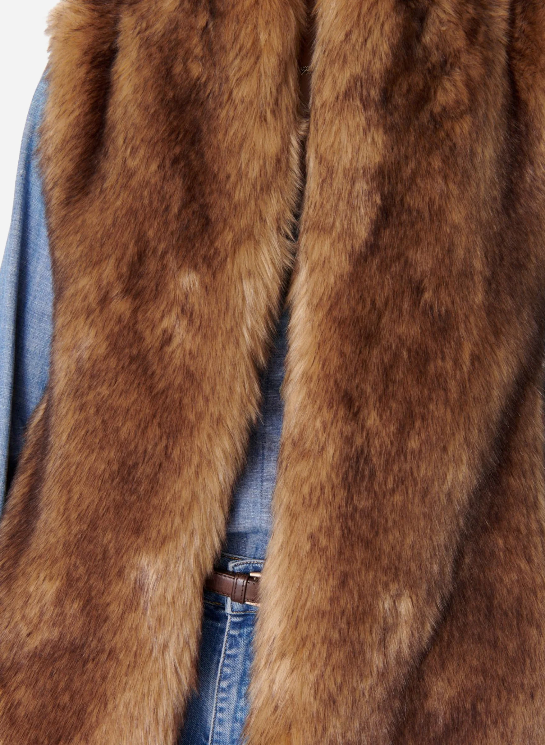 MARCELLO - Gilet sans manches effet fourrure | Beige