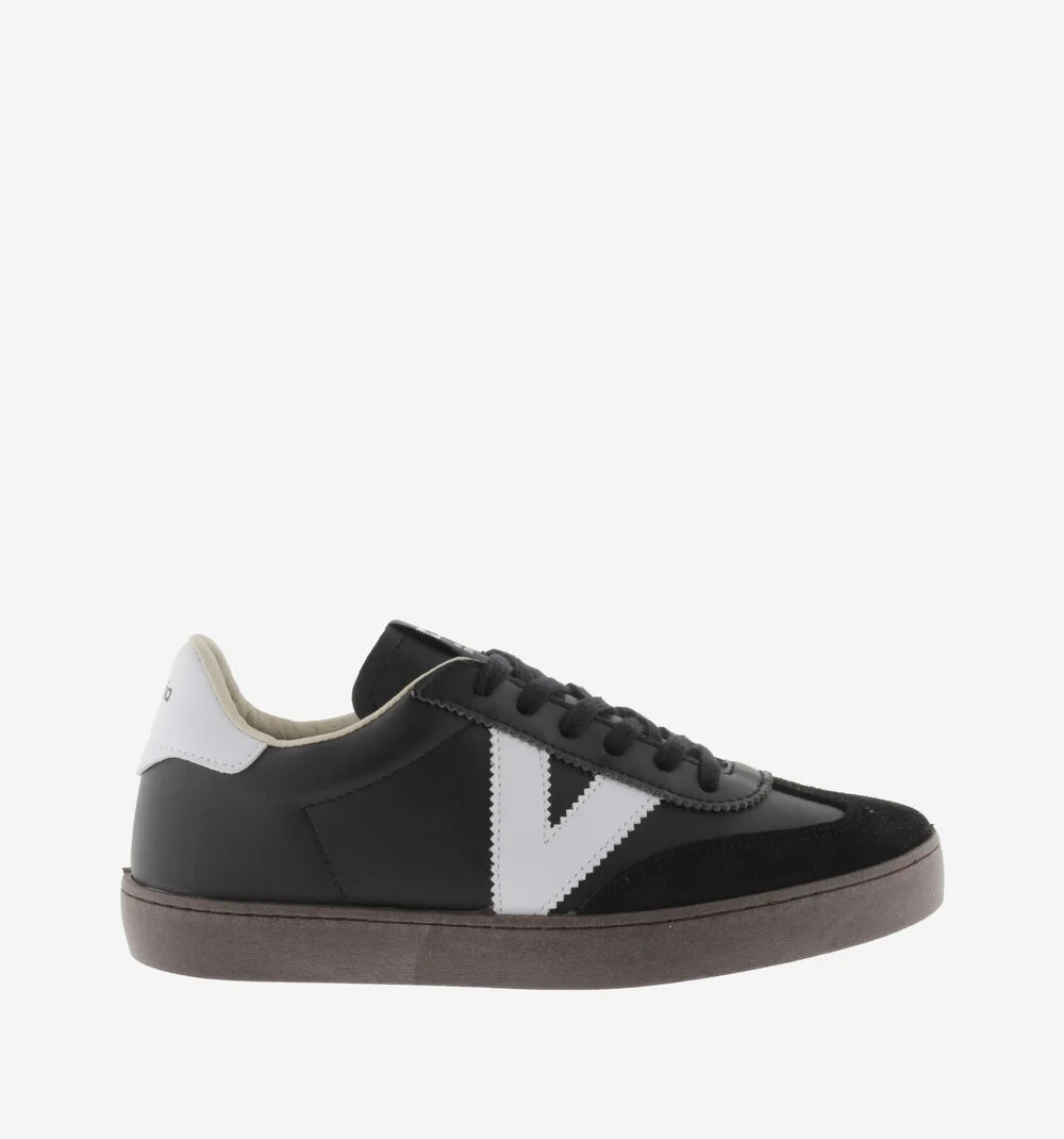 BERLÍN CYCLISTE EFFET CUIR & CUIR FENDU Baskets unisexes à semelles marron NEGRO