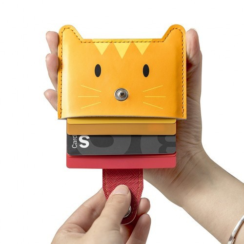 Porta-cartões em formato de gato para 5 cartões.