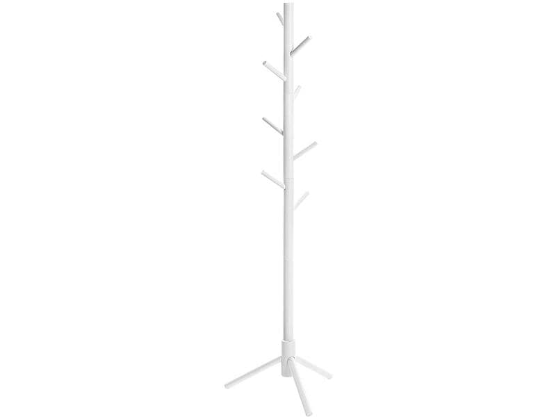 VASAGLE Garderobenständer mit 8 Haken 175 cm, Weiss Garderobe aus Massivholz