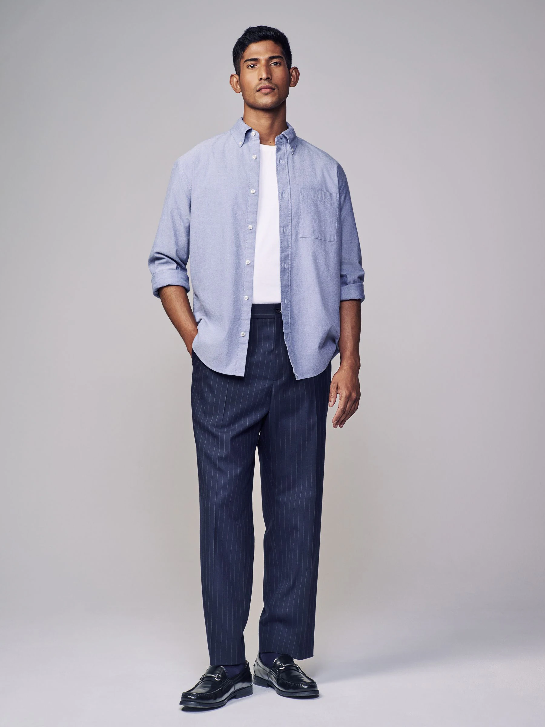 Lichtblauw - Soft Touch Oxford Long Sleeve Shirt
