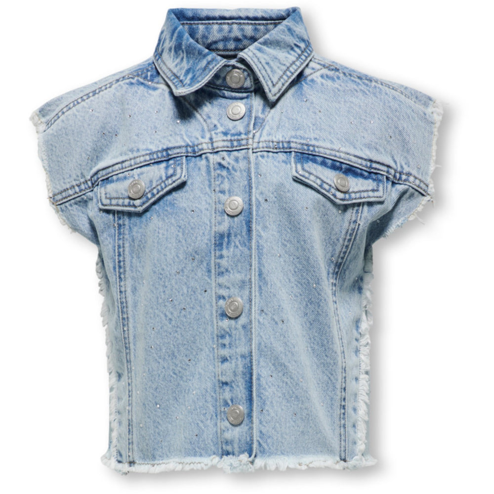 Køb kids ONLY Light Blue Denim Cobain Rhinestone Vest Top