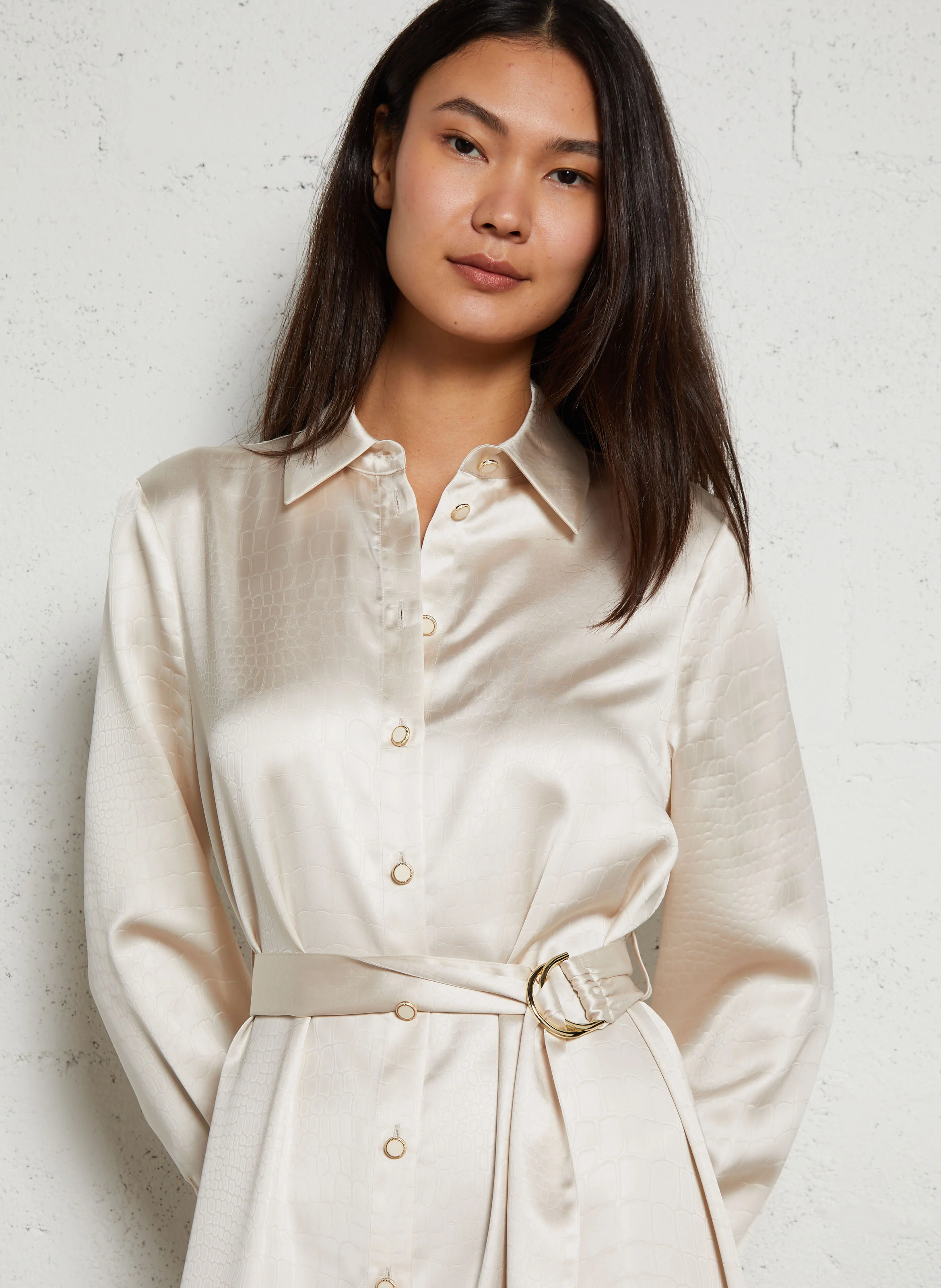 Robe chemise croco | Beige