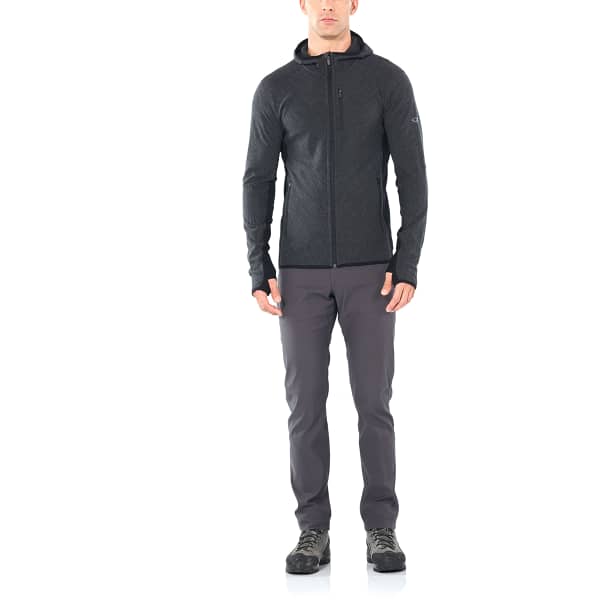Veste polaire randonnée ICEBREAKER DESCENDER LS ZIP HOOD JET HTHR/BLACK