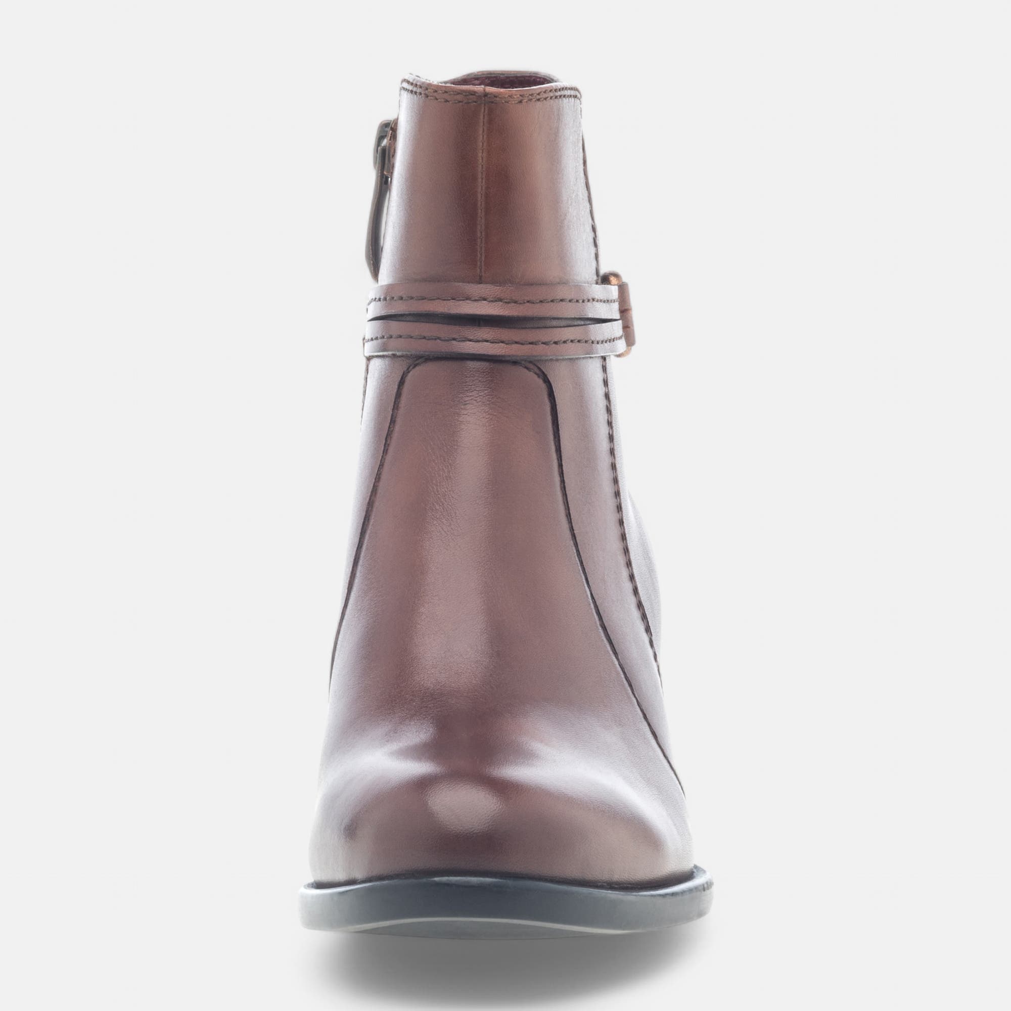 Bottines à talon Femme en cuir cognac
