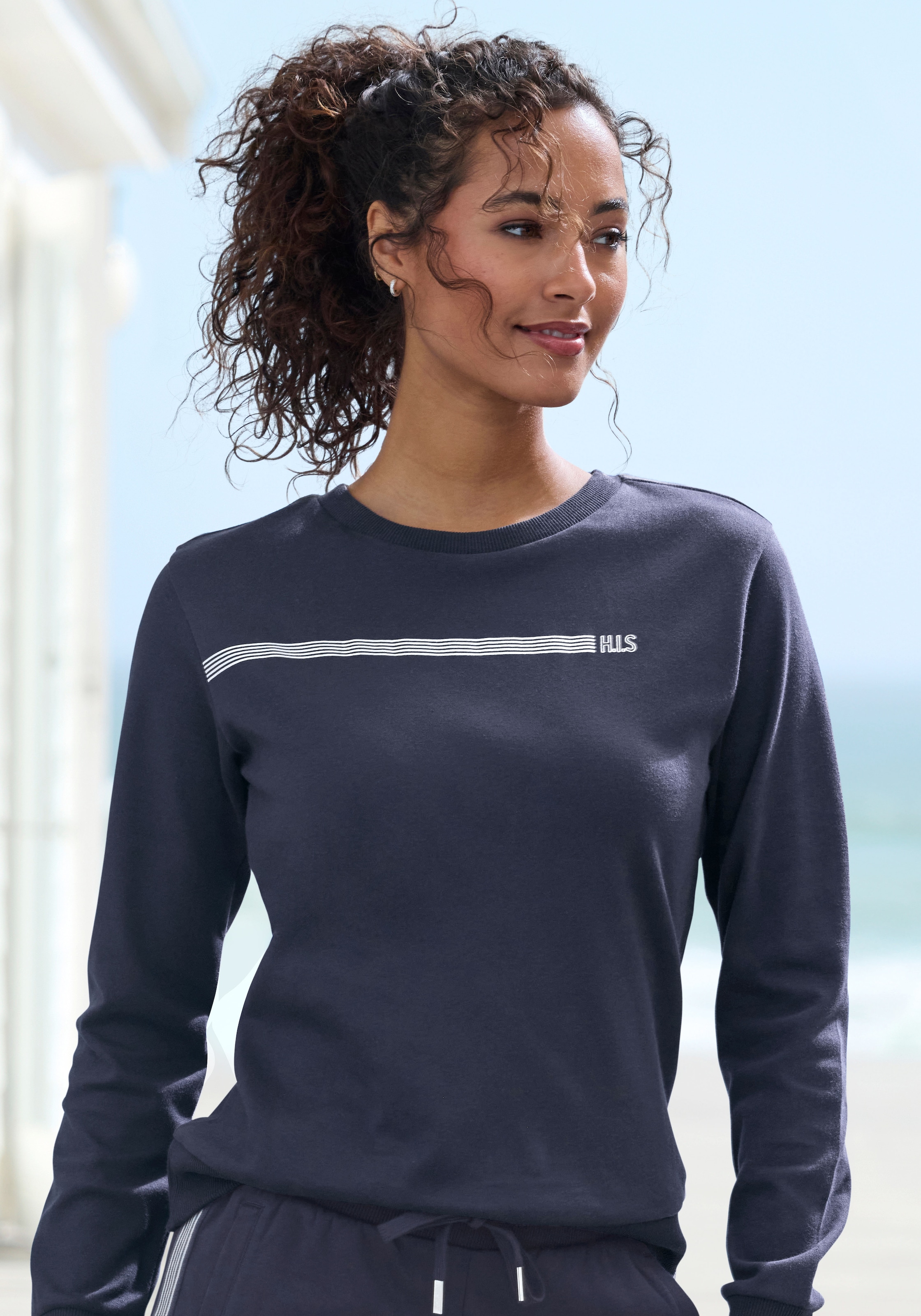 H.I.S Sweatshirt , Basic mit Logodruck, Loungewear