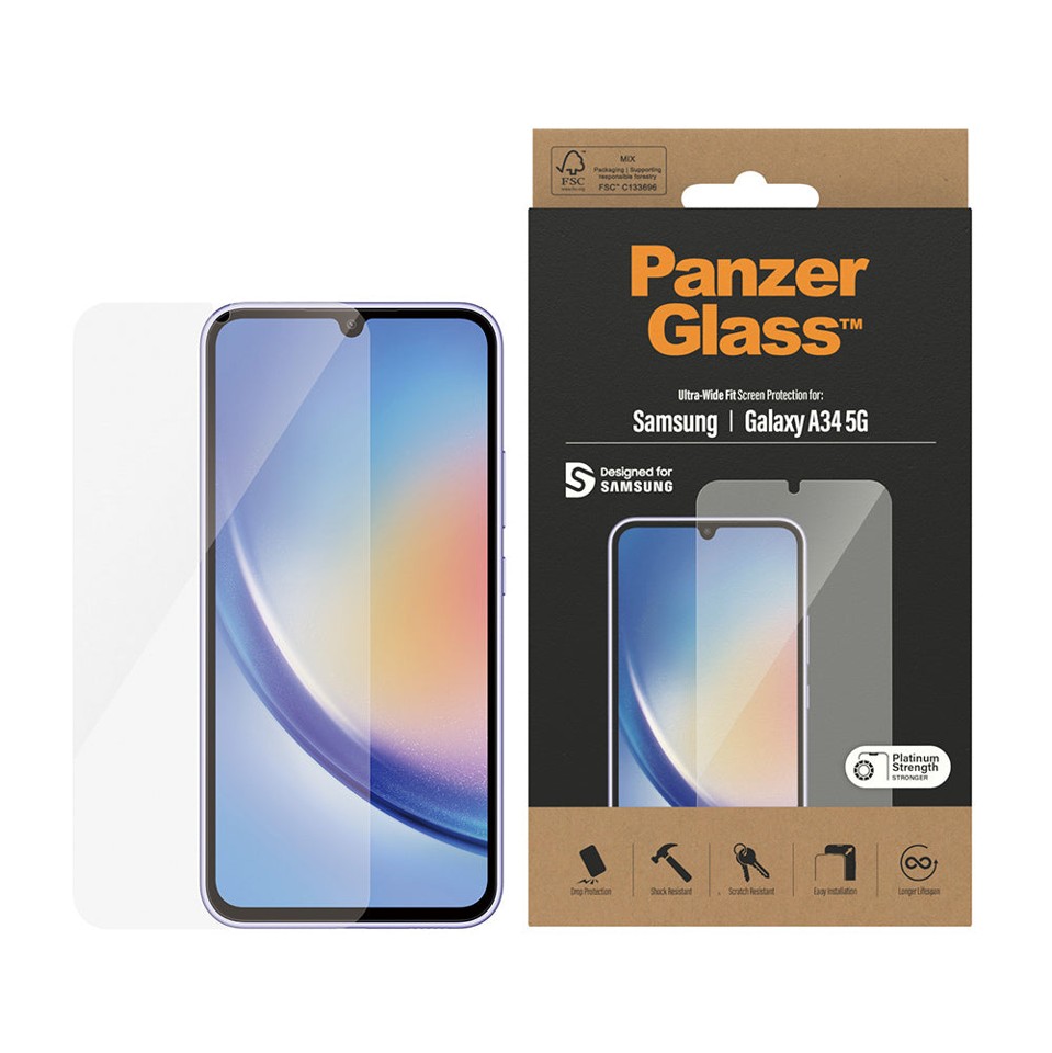 PanzerGlass™ - Skærmbeskyttelse Samsung Galaxy A34 5G - Ultra-Wide Fit