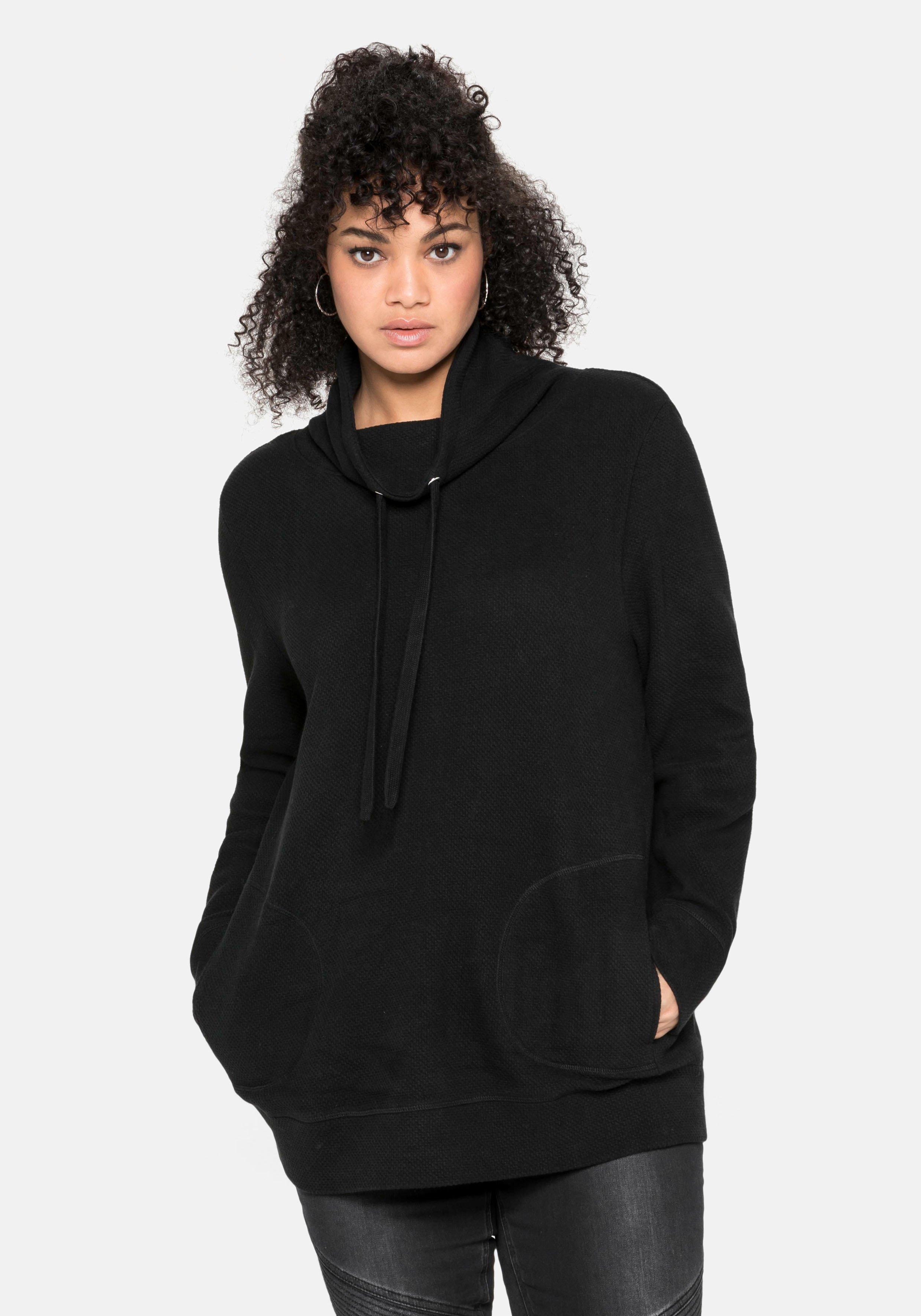 Sweatshirt mit Stehkragen, in Waffelpiqué-Optik