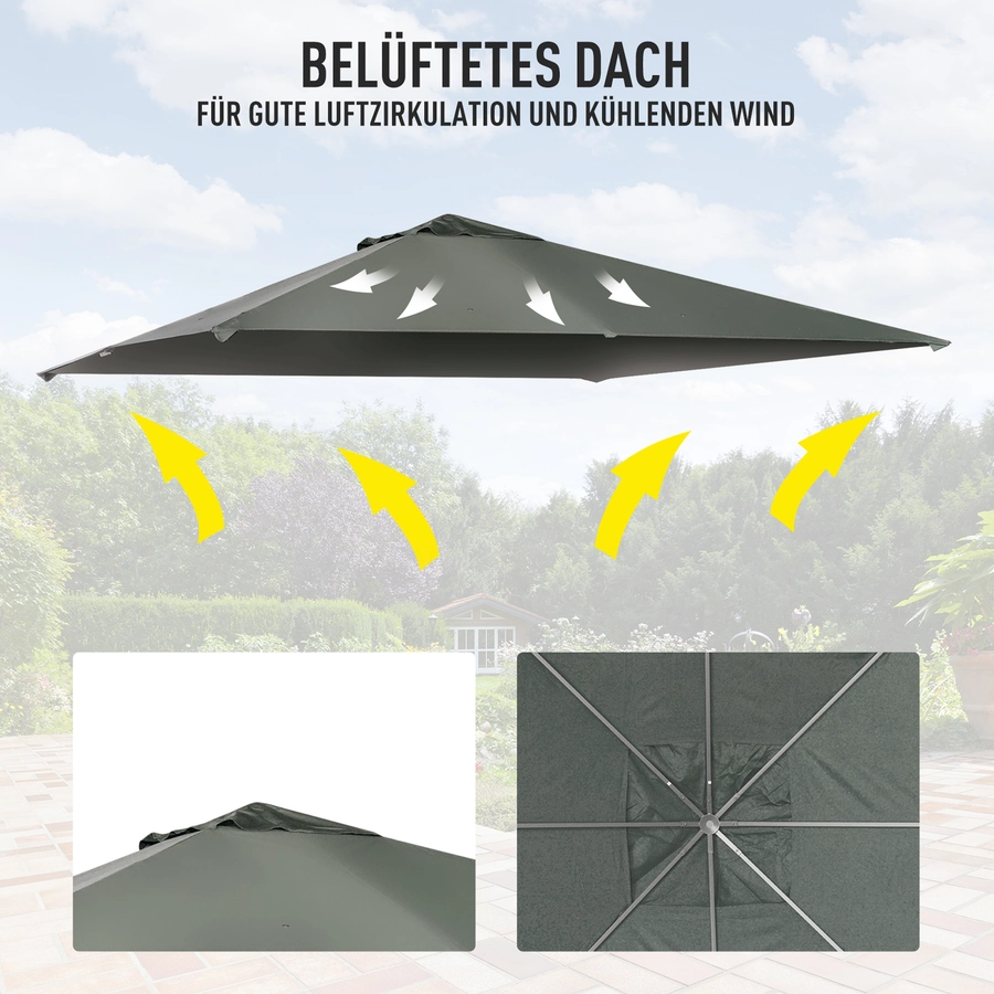 Outsunny Ersatzdach für Pavillon dunkelgrau