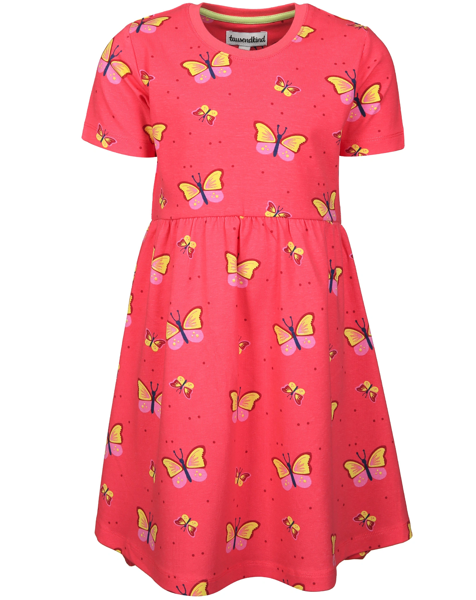 Kurzarm-Kleid BUNTER SCHMETTERLING in koralle