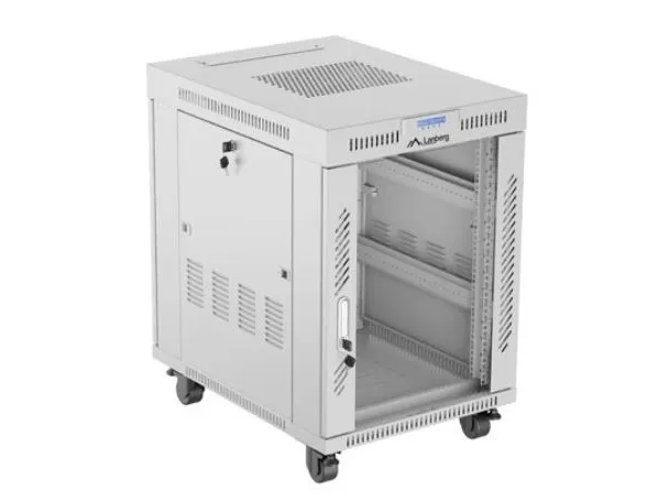 Lanberg - Rack kabinet - flad pakke - med 6 køleblæsere - fritstående - RAL 7035, grå - 15U - 19