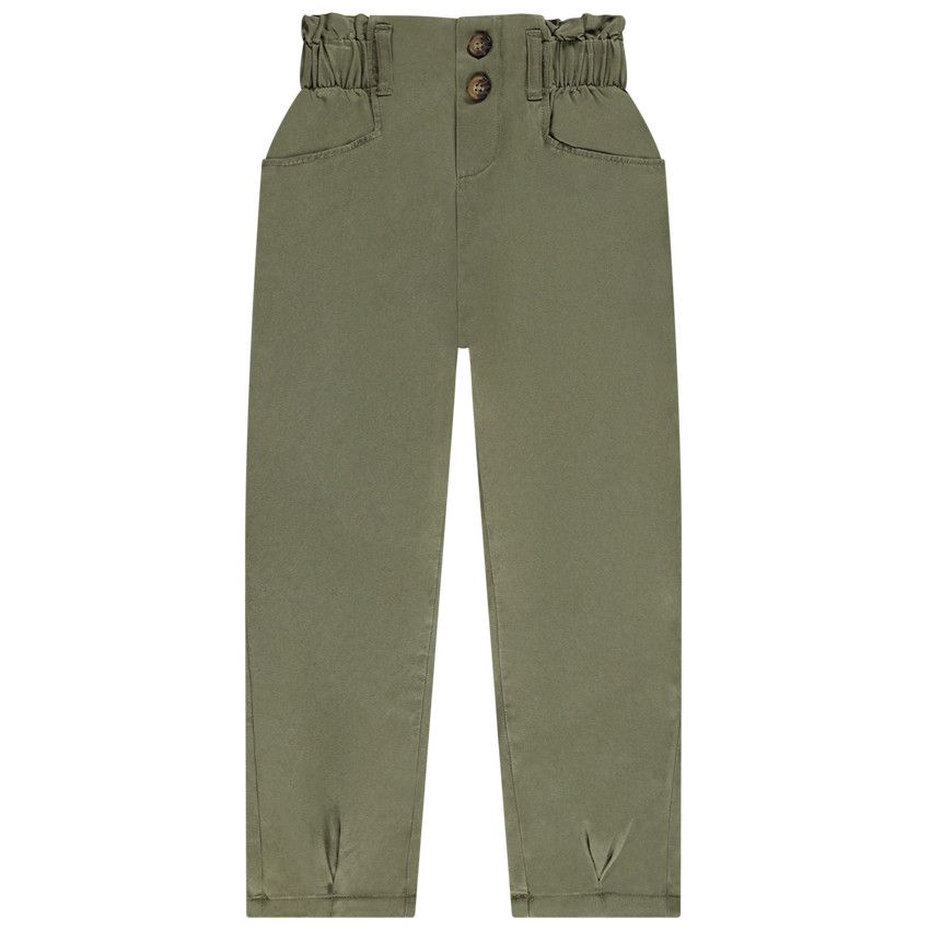Pantalon paperpag fluide avec taille élastiquée pour fille - Vert