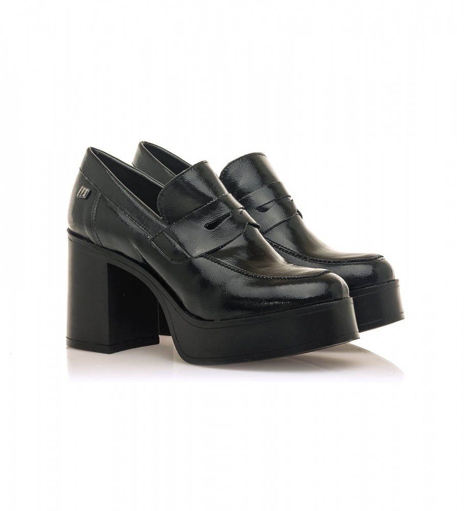 Sapatos Mustang Sixties em couro preto - Altura do salto: 8 cm -