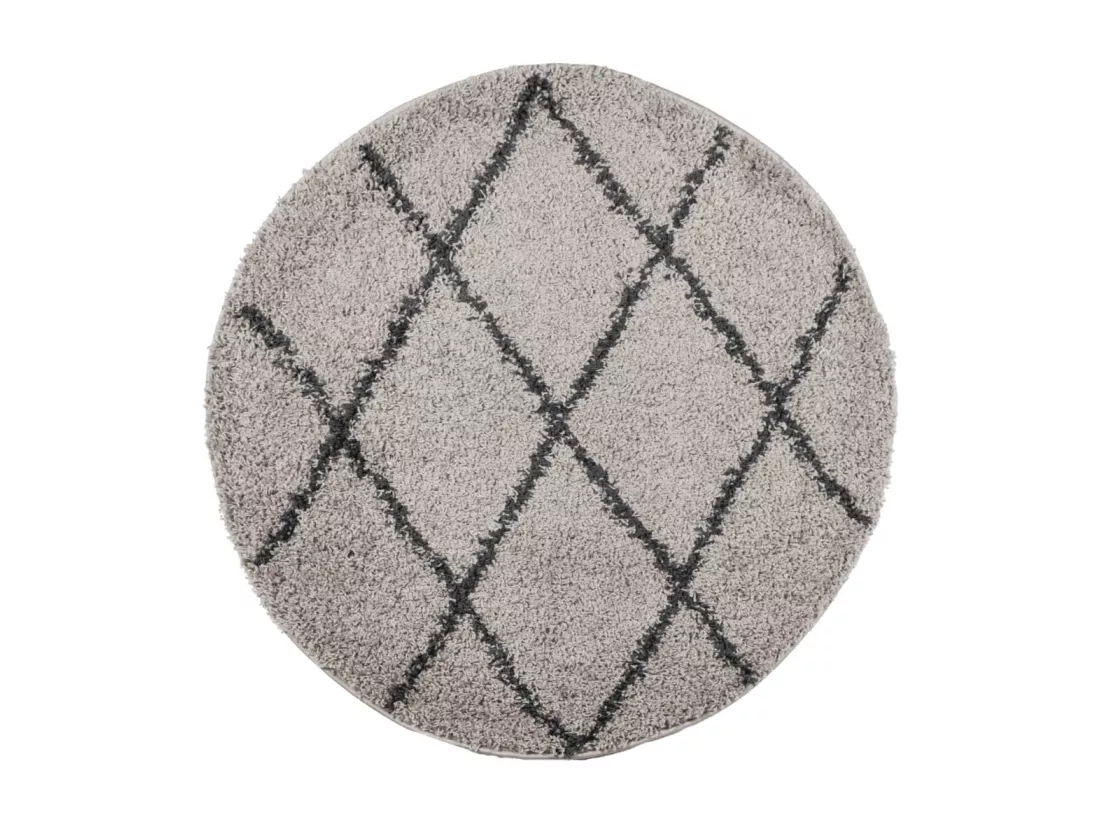 Tapis shaggy à poils longs moderne beige et anthracite ø 160 cm