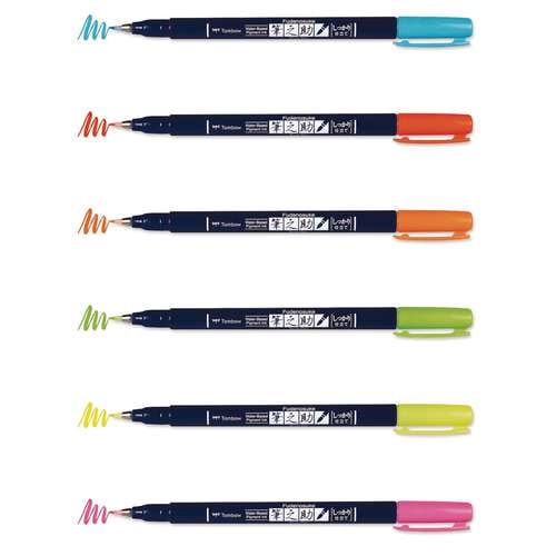TOMBOW® Fudenosuke Brush Pen Neon, 6er-Set