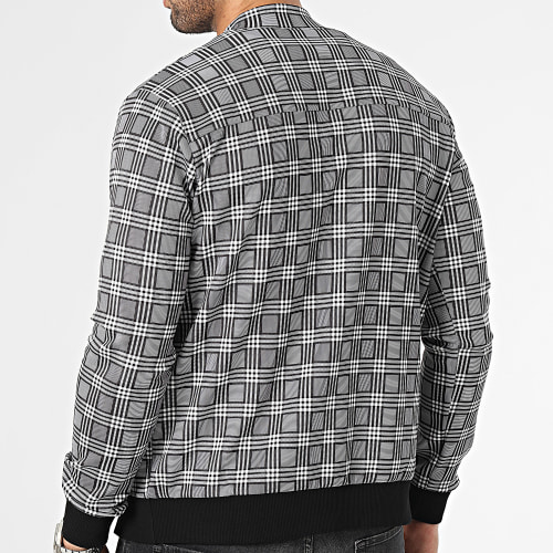 Veste Zippée A Carreaux Gris