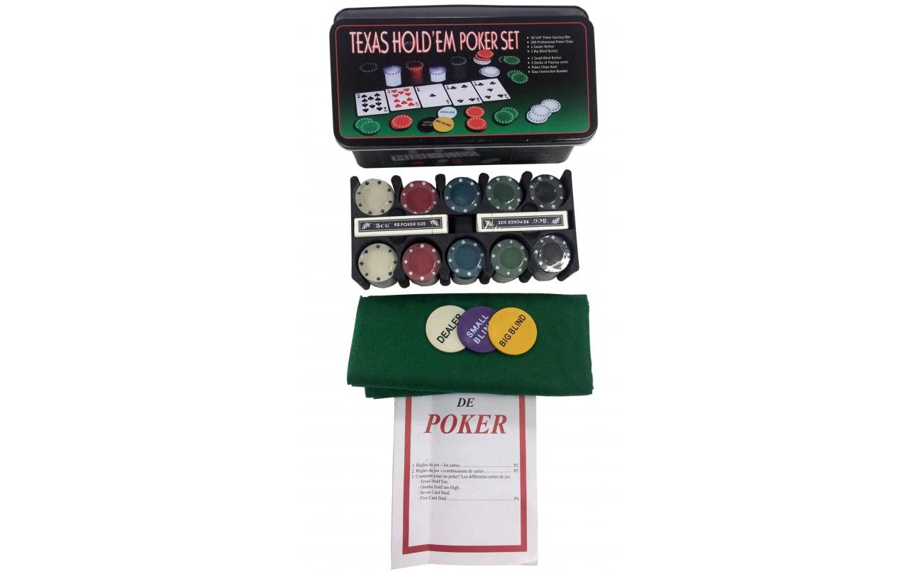 Poker set Texas Hold'em met 200 chips