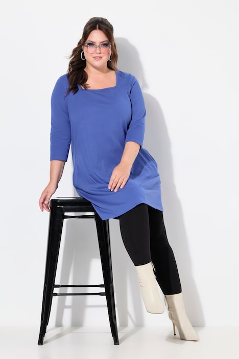Longshirt, A-Linie, Carree-Ausschnitt, 3/4-Arm