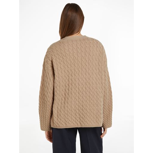 Tommy Hilfiger Wool Blend Cable Cardigan, Beige, XS/S