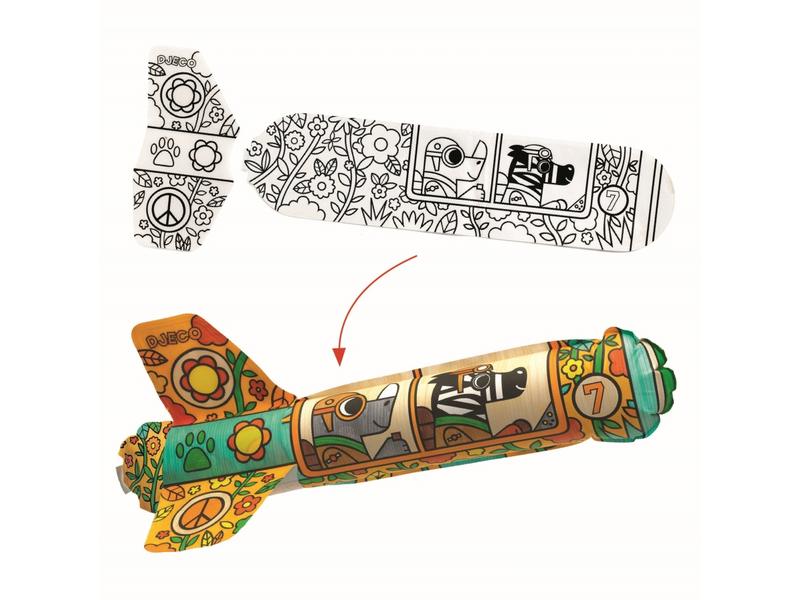 DJECO Bastelset Flieger zum Ausmalen Flugzeuge am Himmel