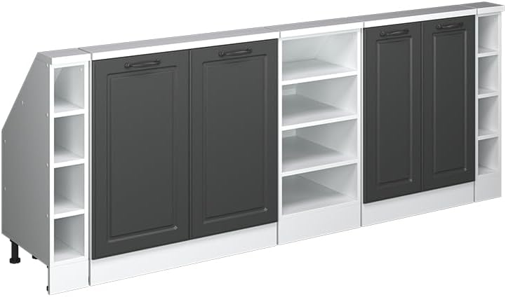 Vicco Dachschrägenschrank-Set Rion, Anthrazit Landhaus/Weiß, 5er Set