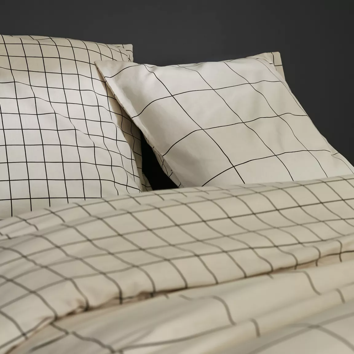 Housse de couette et deux taies coton (200 x 200 cm) Carrie Beige