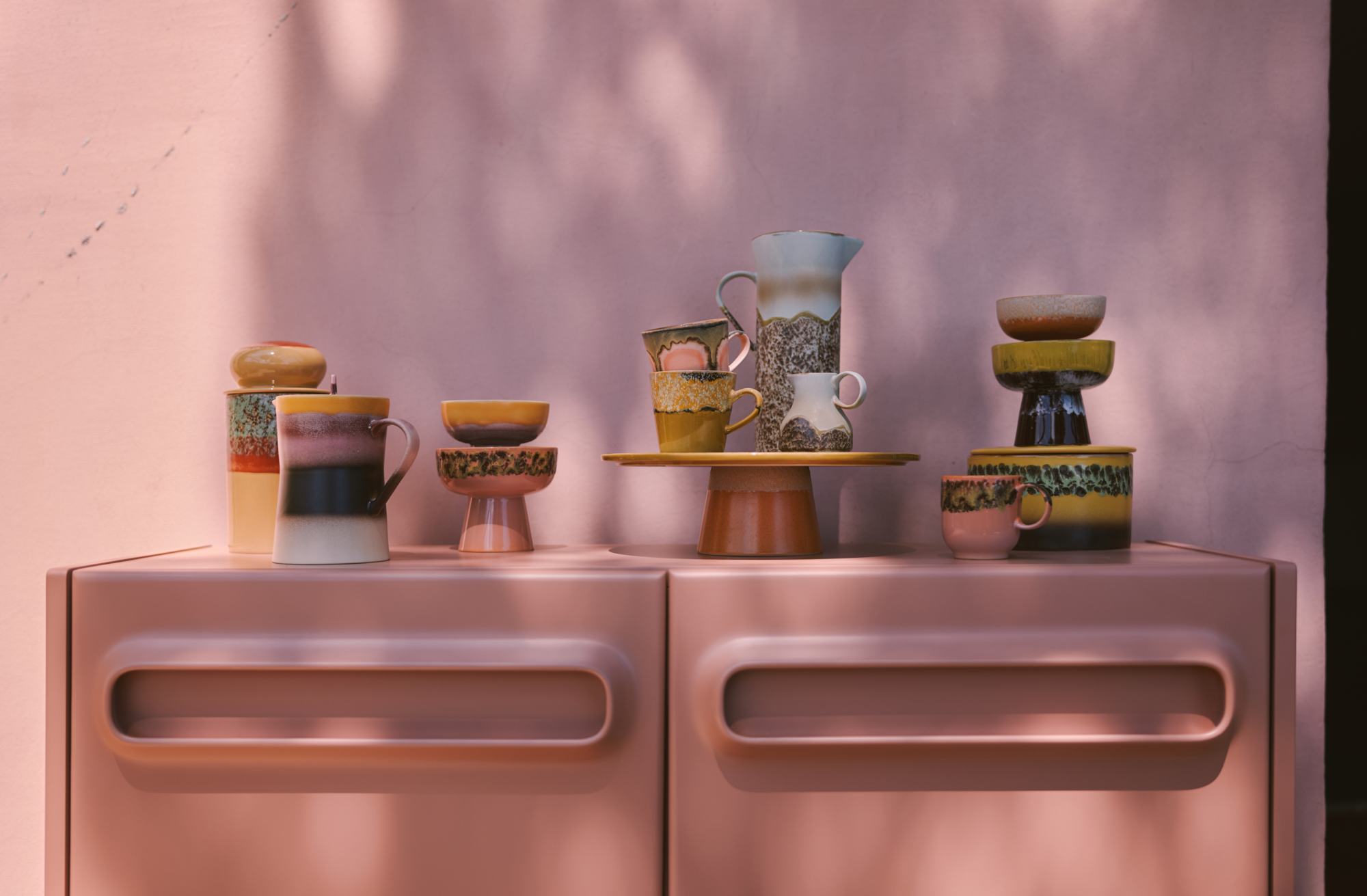 Servies 70s ceramics taartplateau L papaya