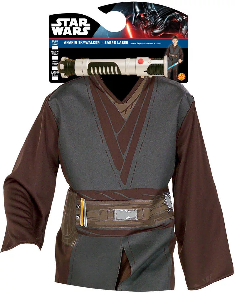 DEGUISEMENT ANNAKIN SKYWALKER + SABRE LASER LUMINEUX TAILLE M 5-6 ANS