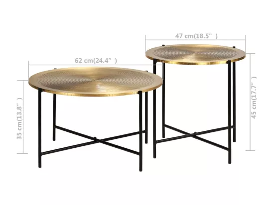 Ensemble de tables 2 pcs MDF recouvert de laiton