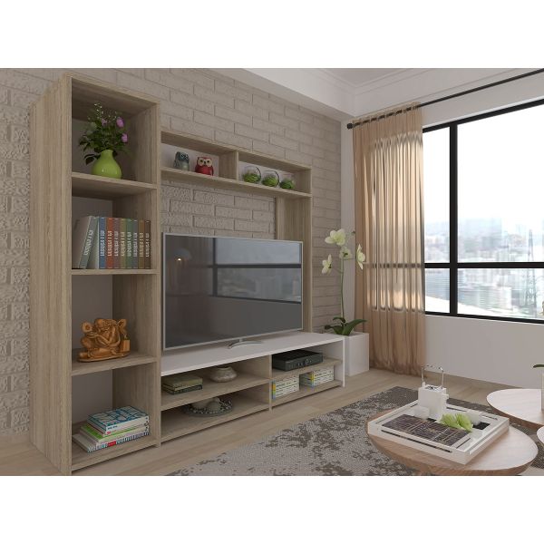 Ideia Home Design Móvel TV e Estante Square Carvalho Branco 172,5x142x40cm