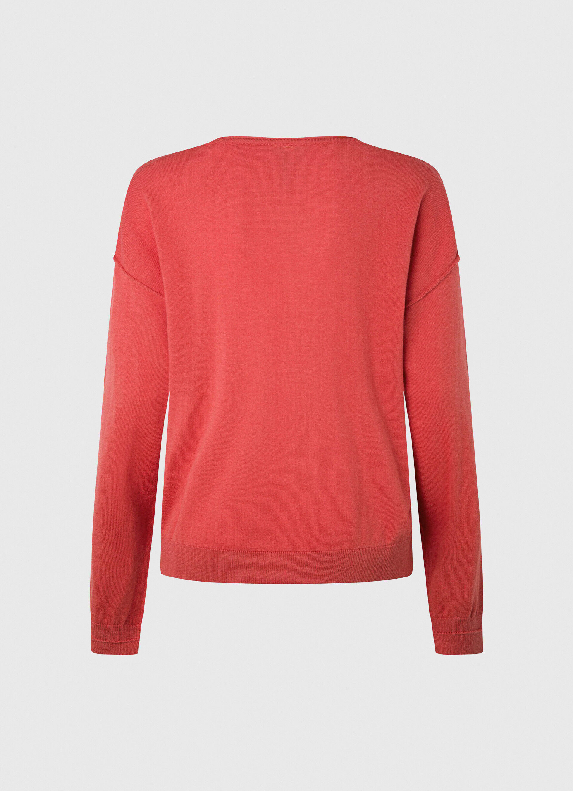 CAMISETA DE MALHA COM DECOTE EM V RELAXADO - vermelho estúdio
