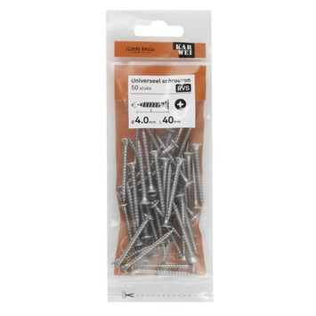 KARWEI unischroef platkop rvs 4x40 mm (50 stuks)
