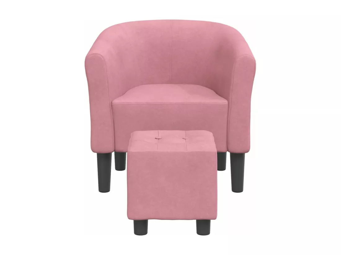 Fauteuil cabriolet avec repose-pied rose velours