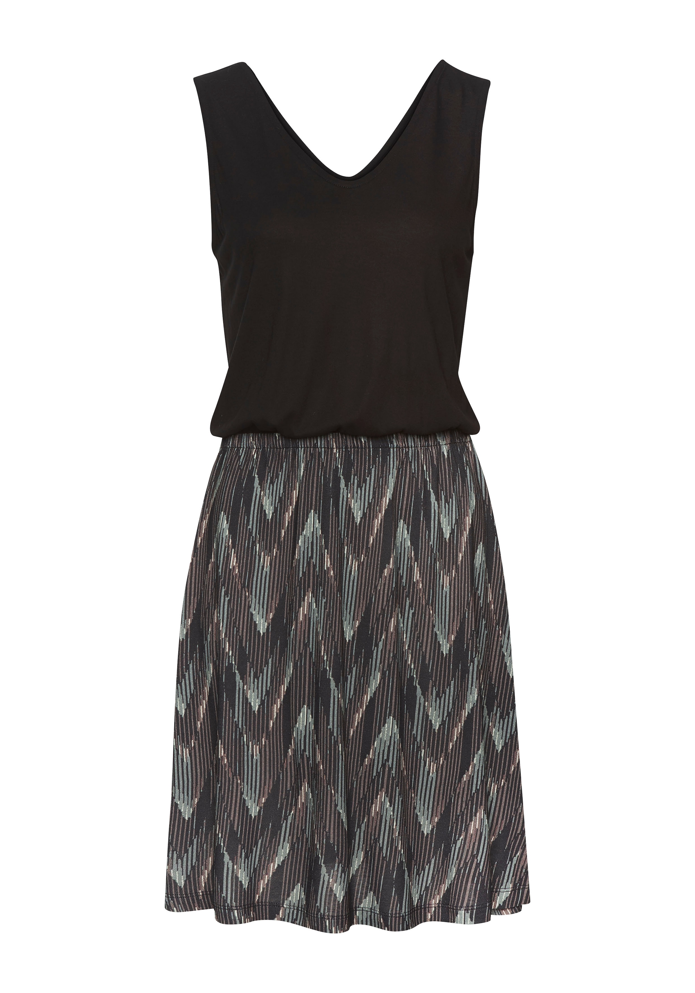 Vivance Jerseykleid mit bedrucktem Rockteil, kurzes Sommerkleid mit Gummizug