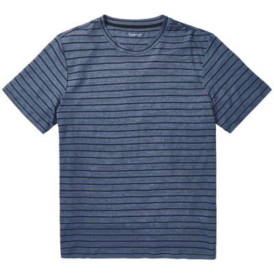 Herren-Leinenshirt gestreift, Blau
