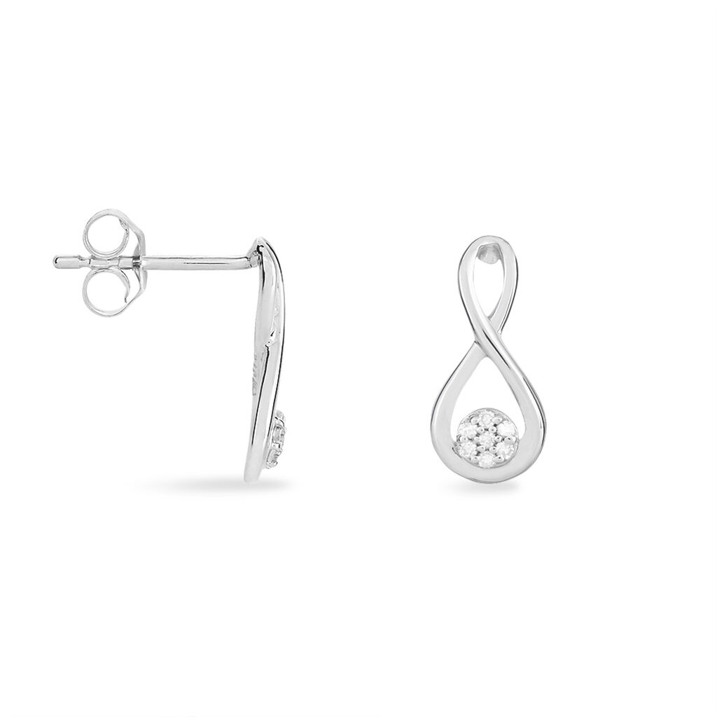 Boucles D'oreilles Puces Shaeen Or Blanc Diamant