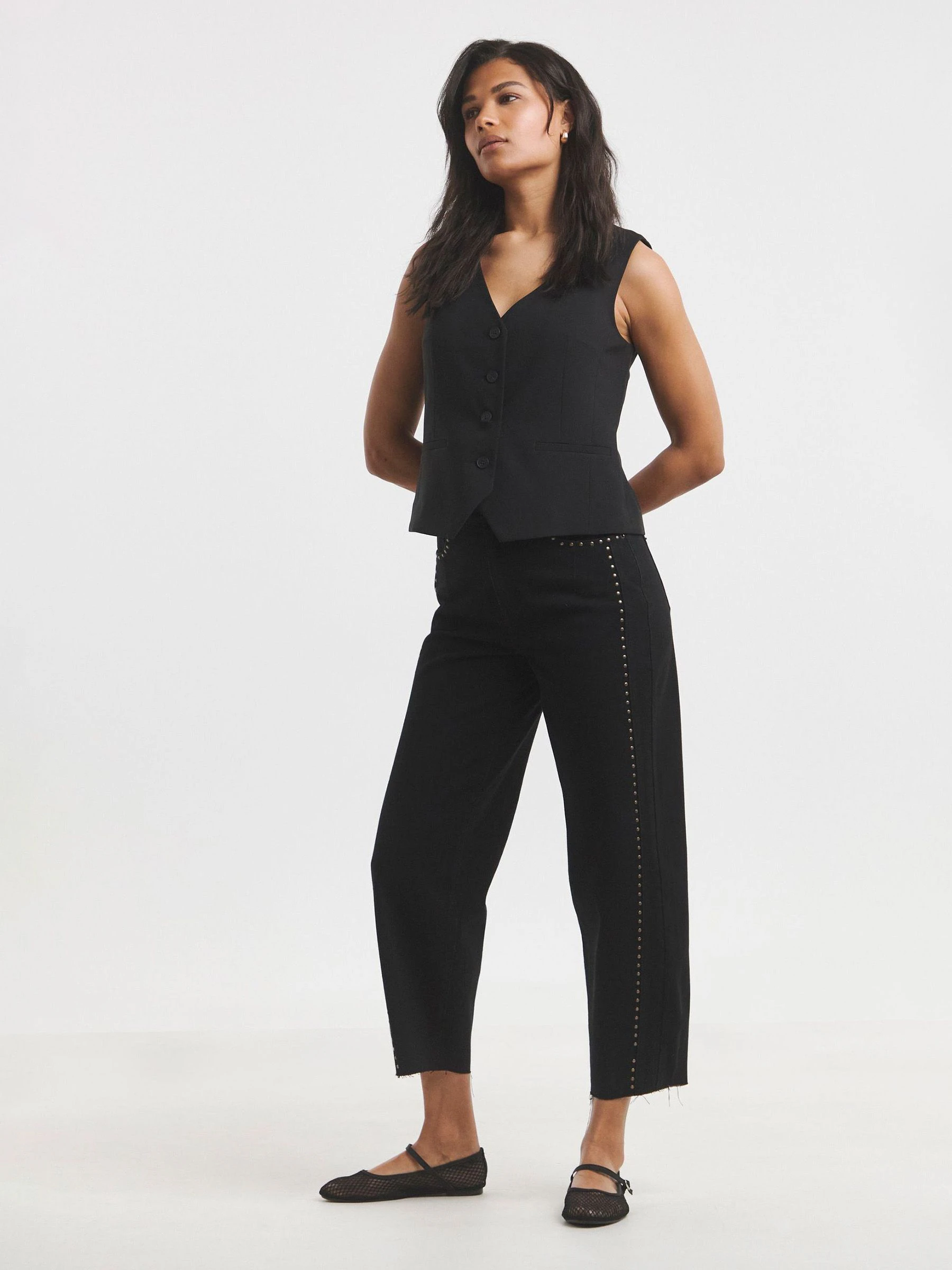 Simply Be Studded Barrel 100% Cotton Jeans