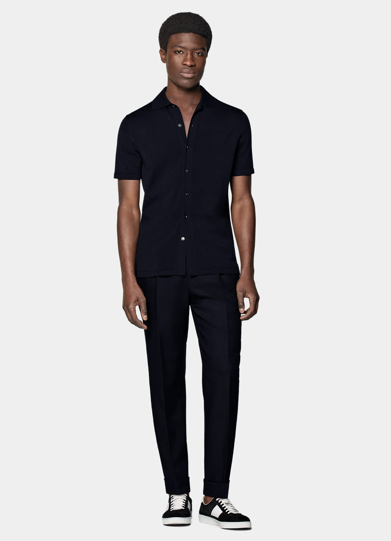 Cardigan type polo bleu marine
