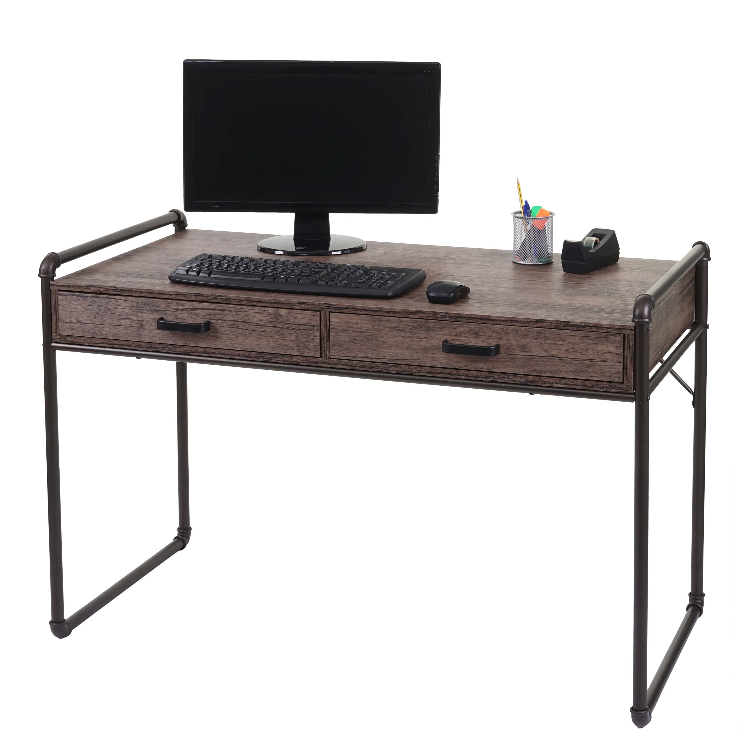 Schreibtisch MCW-F58, Bürotisch Computertisch, Industriedesign 75x120x60cm 3D-Struktur ~ braun