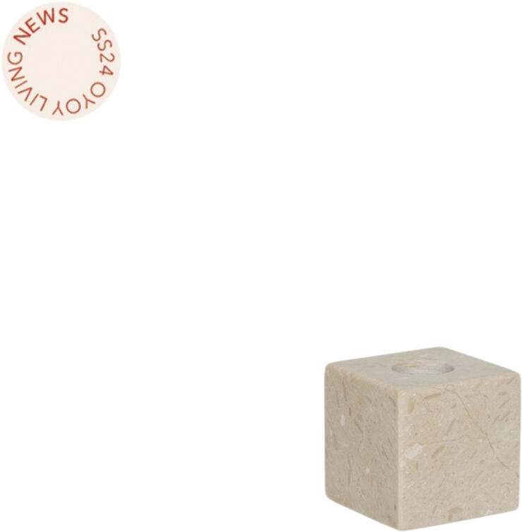 OYOY Living Design Savi Square Marble Candleholder - Low Beige